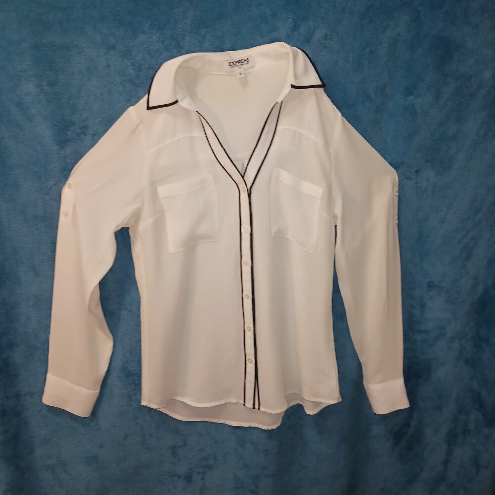 White with Black Trim Button Down